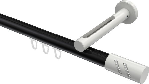 Innenlauf Gardinenstange Aluminium / Metall 20 mm Ø SITENO - Zoena Schwarz / Weiß 100 cm