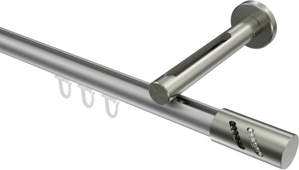 Innenlauf Gardinenstange Aluminium / Metall 20 mm Ø SITENO - Zoena Silbergrau / Edelstahl-Optik 100 cm