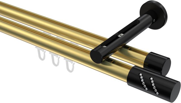 Innenlauf Gardinenstange Aluminium / Metall 20 mm Ø 2-läufig SITENO - Zoena Messing-Optik / Schwarz