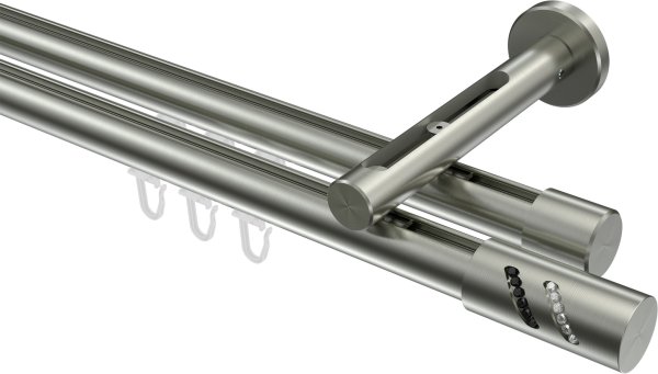 Innenlauf Gardinenstange Edelstahl-Optik 20 mm Ø 2-läufig SITENO - Zoena 100 cm