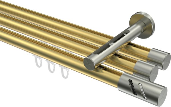 Innenlauf Gardinenstange Messing-Optik / Edelstahl-Optik 20 mm Ø 3-läufig SITENO - Zoena 100 cm