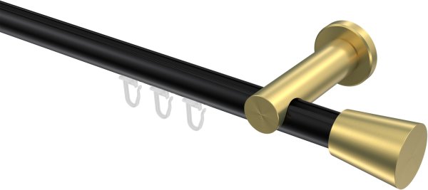 Innenlauf Gardinenstange Aluminium / Metall 20 mm Ø PLATON - Sitra Schwarz / Messing-Optik 100 cm