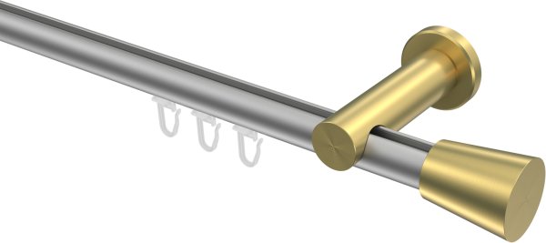 Innenlauf Gardinenstange Aluminium / Metall 20 mm Ø PLATON - Sitra Silbergrau / Messing-Optik 100 cm