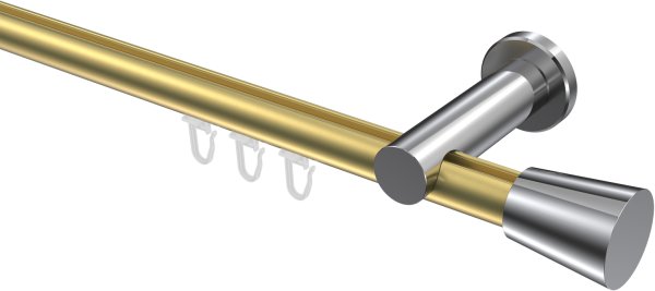 Innenlauf Gardinenstange Aluminium / Metall 20 mm Ø PLATON - Sitra Messing-Optik / Chrom 100 cm