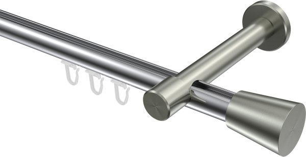 Innenlauf Gardinenstange Aluminium / Metall 20 mm Ø PRESTIGE - Sitra Chrom / Edelstahl-Optik 100 cm