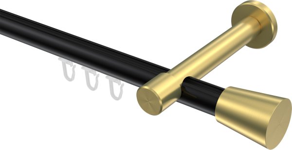 Innenlauf Gardinenstange Aluminium / Metall 20 mm Ø PRESTIGE - Sitra Schwarz / Messing-Optik 100 cm