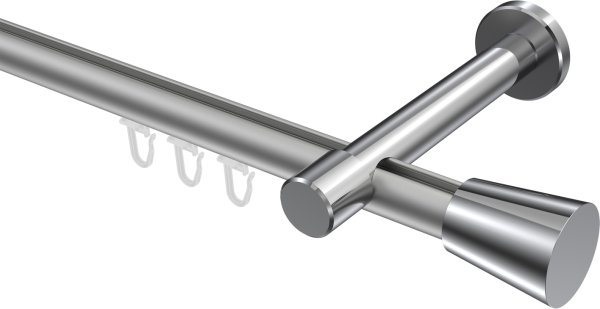 Innenlauf Gardinenstange Aluminium / Metall 20 mm Ø PRESTIGE - Sitra Silbergrau / Chrom 100 cm