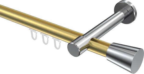 Innenlauf Gardinenstange Aluminium / Metall 20 mm Ø PRESTIGE - Sitra Messing-Optik / Chrom 100 cm