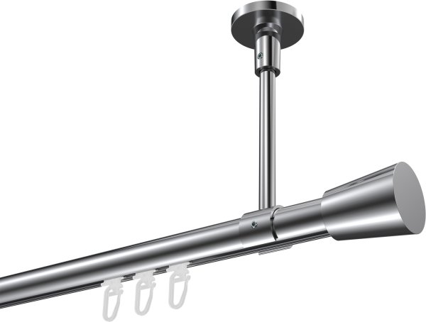 Innenlauf Gardinenstange Aluminium / Metall 20 mm Ø SONETTE - Sitra Chrom 420 cm (3 x 140 cm)