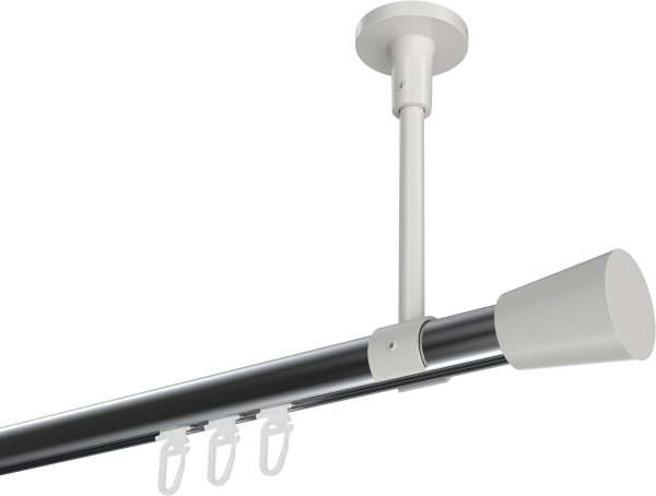 Innenlauf Gardinenstange Aluminium / Metall 20 mm Ø SONETTE - Sitra Chrom / Weiß 420 cm (3 x 140 cm)