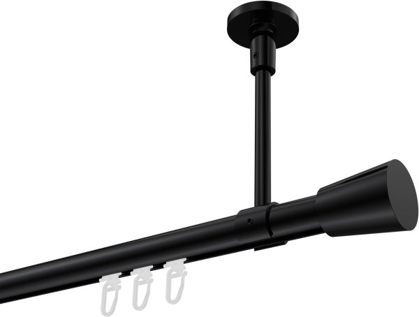 Innenlauf Gardinenstange Aluminium / Metall 20 mm Ø SONETTE - Sitra Schwarz 420 cm (3 x 140 cm)