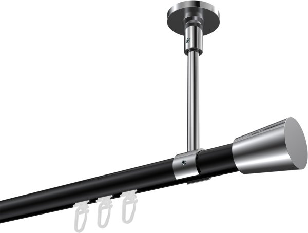 Innenlauf Gardinenstange Aluminium / Metall 20 mm Ø SONETTE - Sitra Schwarz / Chrom 100 cm