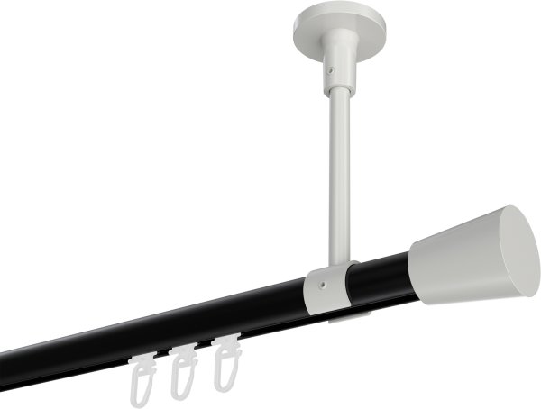 Innenlauf Gardinenstange Aluminium / Metall 20 mm Ø SONETTE - Sitra Schwarz / Weiß 420 cm (3 x 140 cm)