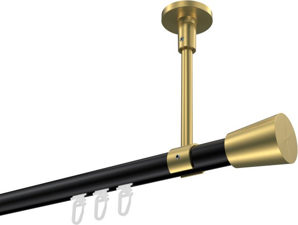 Innenlauf Gardinenstange Aluminium / Metall 20 mm Ø SONETTE - Sitra Schwarz / Messing-Optik 420 cm (3 x 140 cm)