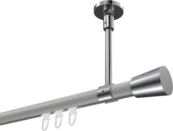 Innenlauf Gardinenstange Aluminium / Metall 20 mm Ø SONETTE - Sitra Weiß / Chrom 420 cm (3 x 140 cm)
