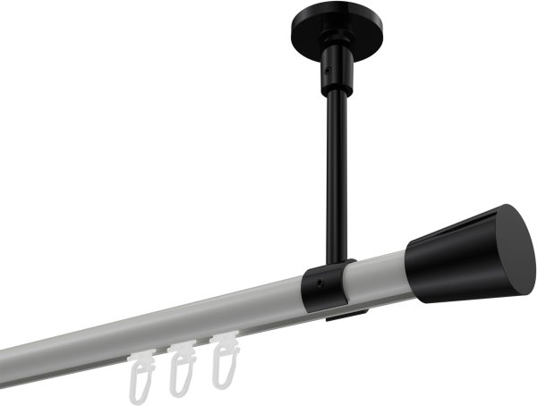 Innenlauf Gardinenstange Aluminium / Metall 20 mm Ø SONETTE - Sitra Weiß / Schwarz 420 cm (3 x 140 cm)