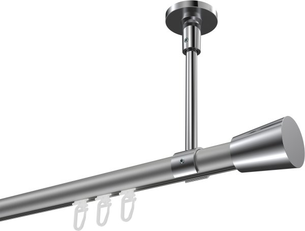 Innenlauf Gardinenstange Aluminium / Metall 20 mm Ø SONETTE - Sitra Silbergrau / Chrom 420 cm (3 x 140 cm)