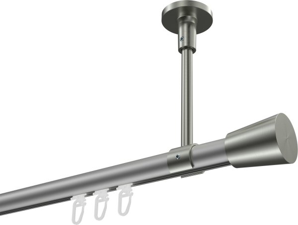 Innenlauf Gardinenstange Aluminium / Metall 20 mm Ø SONETTE - Sitra Silbergrau / Edelstahl-Optik 420 cm (3 x 140 cm)