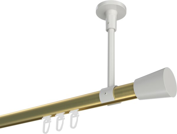 Innenlauf Gardinenstange Aluminium / Metall 20 mm Ø SONETTE - Sitra Messing-Optik / Weiß 420 cm (3 x 140 cm)