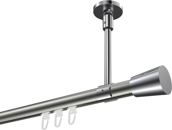 Innenlauf Gardinenstange Aluminium / Metall 20 mm Ø SONETTE - Sitra Edelstahl-Optik / Chrom 420 cm (3 x 140 cm)
