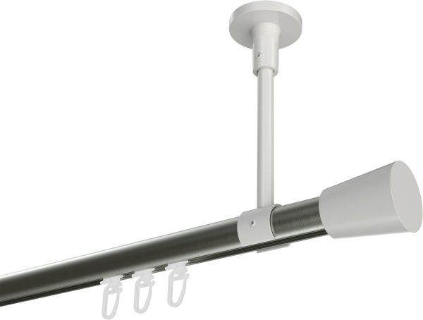 Innenlauf Gardinenstange Aluminium / Metall 20 mm Ø SONETTE - Sitra Edelstahl-Optik / Weiß 420 cm (3 x 140 cm)