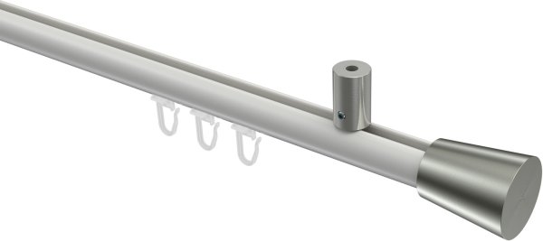 Innenlauf Gardinenstange Aluminium / Metall 20 mm Ø SONIUS - Sitra Weiß / Edelstahl-Optik 100 cm