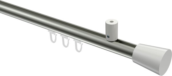 Innenlauf Gardinenstange Aluminium / Metall 20 mm Ø SONIUS - Sitra Edelstahl-Optik / Weiß 100 cm