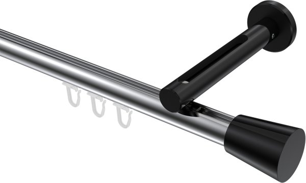 Innenlauf Gardinenstange Aluminium / Metall 20 mm Ø SITENO - Sitra Chrom / Schwarz 100 cm