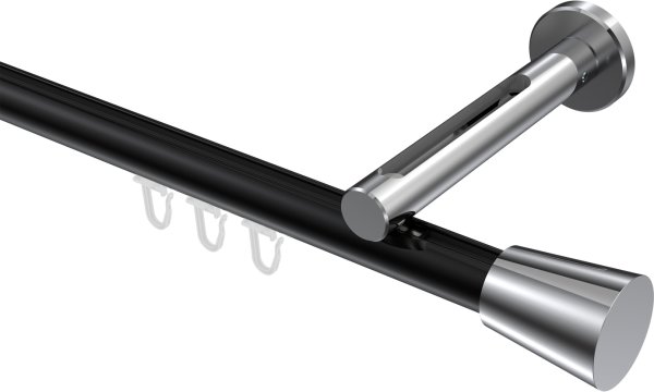 Innenlauf Gardinenstange Aluminium / Metall 20 mm Ø SITENO - Sitra Schwarz / Chrom 100 cm