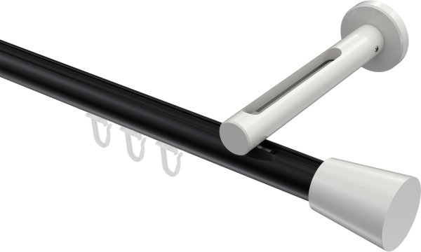 Innenlauf Gardinenstange Aluminium / Metall 20 mm Ø SITENO - Sitra Schwarz / Weiß 100 cm
