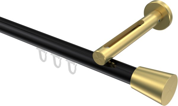 Innenlauf Gardinenstange Aluminium / Metall 20 mm Ø SITENO - Sitra Schwarz / Messing-Optik 100 cm