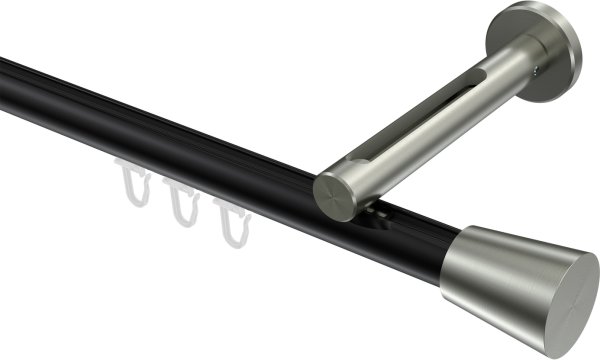Innenlauf Gardinenstange Aluminium / Metall 20 mm Ø SITENO - Sitra Schwarz / Edelstahl-Optik 100 cm