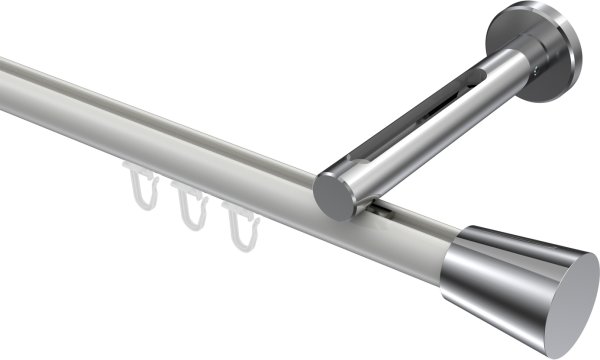 Innenlauf Gardinenstange Aluminium / Metall 20 mm Ø SITENO - Sitra Weiß / Chrom 100 cm