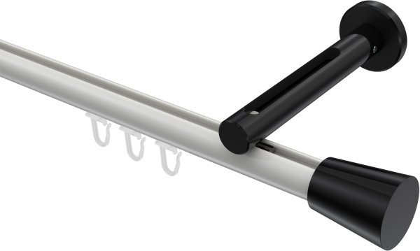 Innenlauf Gardinenstange Aluminium / Metall 20 mm Ø SITENO - Sitra Weiß / Schwarz 100 cm