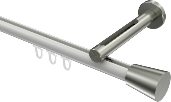 Innenlauf Gardinenstange Aluminium / Metall 20 mm Ø SITENO - Sitra Weiß / Edelstahl-Optik 100 cm