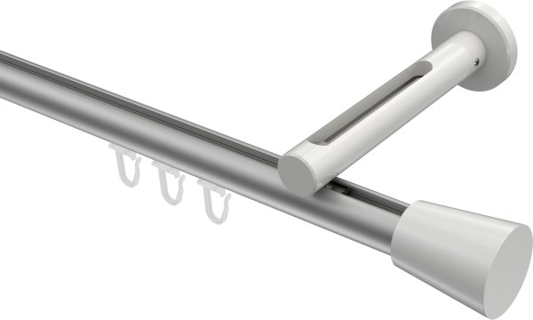 Innenlauf Gardinenstange Aluminium / Metall 20 mm Ø SITENO - Sitra Silbergrau / Weiß 100 cm