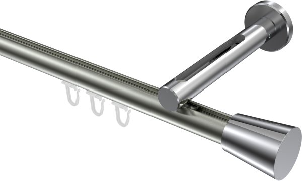 Innenlauf Gardinenstange Aluminium / Metall 20 mm Ø SITENO - Sitra Edelstahl-Optik / Chrom 100 cm