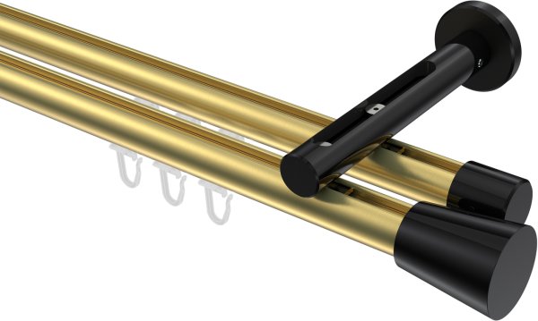 Innenlauf Gardinenstange Aluminium / Metall 20 mm Ø 2-läufig SITENO - Sitra Messing-Optik / Schwarz