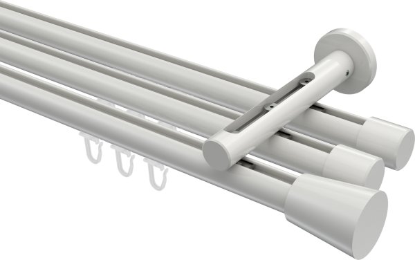 Innenlauf Gardinenstange Aluminium / Metall 20 mm Ø 3-läufig SITENO - Sitra Weiß 100 cm