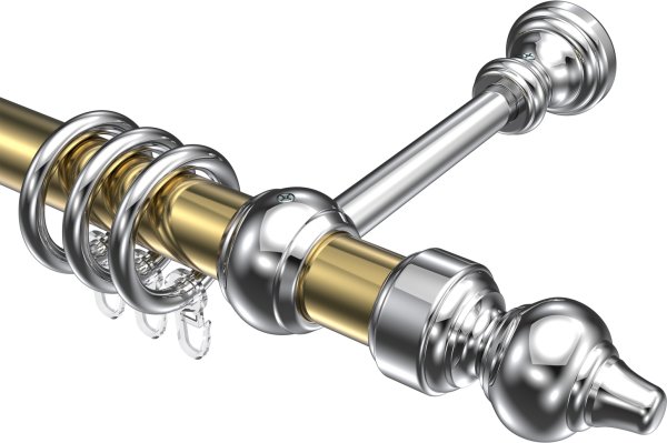 Gardinenstange Metall / Kunststoff 28 mm Ø CLASSIC - Rondo Messing-farbig / Chrom 100 cm