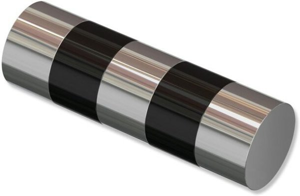 Endstücke Mavell (Zylinder) Chrom / Schwarz für Gardinenstangen 20 mm Ø (2 Stück) 