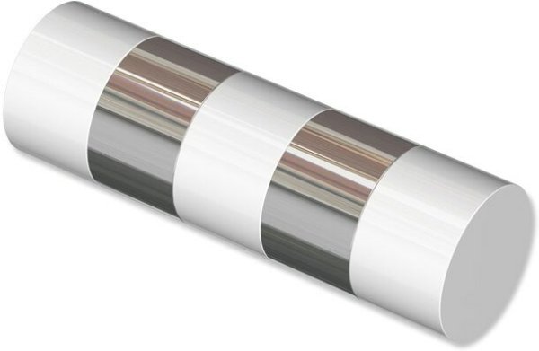 Endstücke Mavell (Zylinder) Weiß / Chrom für Gardinenstangen 20 mm Ø (2 Stück) 