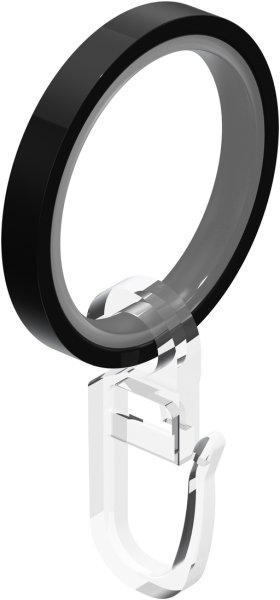 Ringe (Flachringe) mit Einlage Schwarz Typ E20 für Gardinenstangen 20 mm Ø 10 Stück