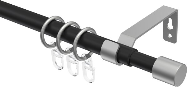 Ausziehbare Gardinenstange Metall / Kunststoff 16/13 mm Ø HERA - Livo Schwarz / Silbergrau