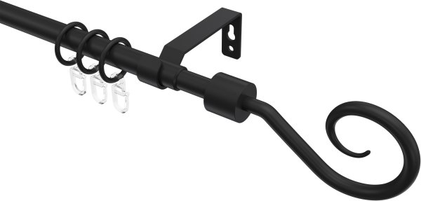 Ausziehbare Gardinenstange Metall / Kunststoff 16/13 mm Ø HERA - Helix Schwarz