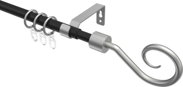 Ausziehbare Gardinenstange Metall / Kunststoff 16/13 mm Ø HERA - Helix Schwarz / Silbergrau