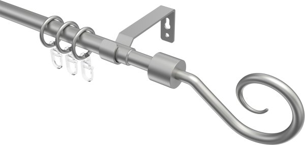 Ausziehbare Gardinenstange Metall / Kunststoff 16/13 mm Ø HERA - Helix Silbergrau