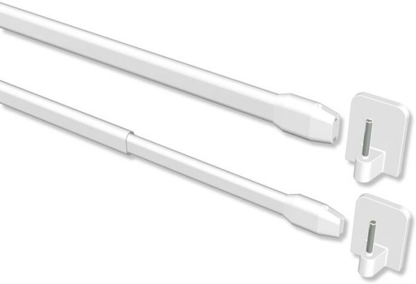 Vitragestangen mit Klebehaken Metall / Kunststoff Geno Weiß (2 Stück) ausziehbar 30-50 cm