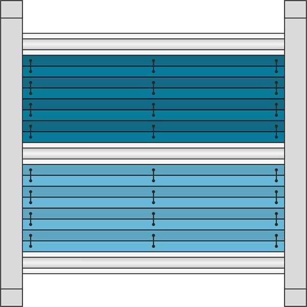 Dachfenster Plissee Modell DF Comfort 30, Tag &amp; Nacht, verspannt mit Bediengriffen