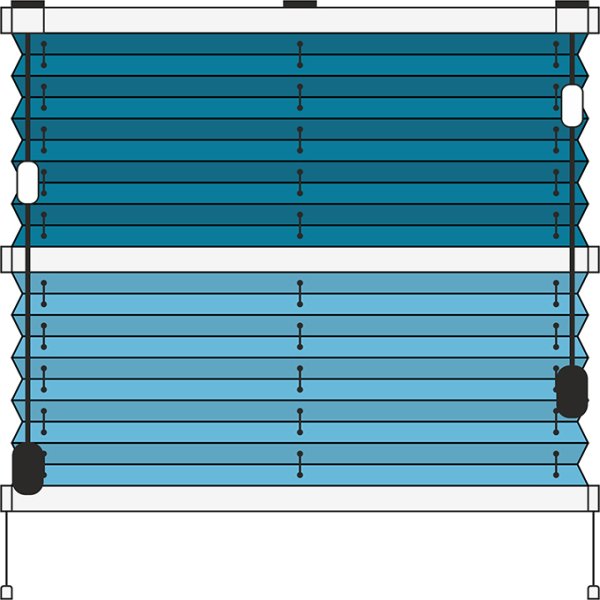 Plissee Modell F3 P Tag-Nacht, freihängend, Pendelsicherung mit Schnurbedienung